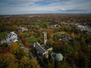Aerial view of the Swarthmore College campus