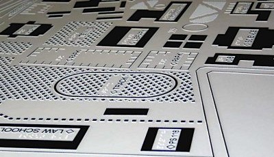 Image of a tactile map for Queens College. Please visit intouchgraphics.com for more information.