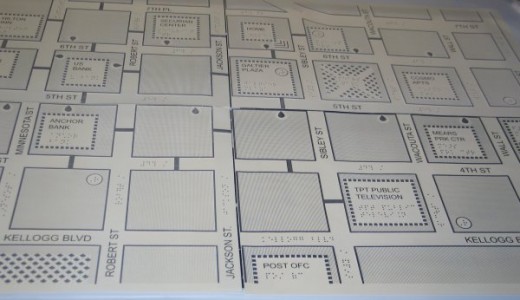 Image of a portable tactile map for Saint Paul, Minnesota. Please visit intouchgraphics.com for more information.
